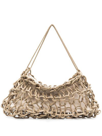 Alienina Greta Woven Shoulder Bag In Nude