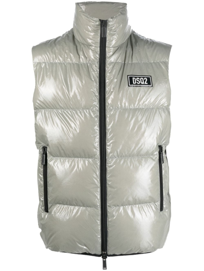 Dsquared2 Down Vest With Logo Patch In Grün