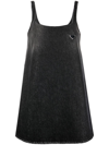 PRADA TRIANGLE LOGO A-LINE DENIM DRESS