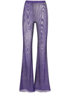 Oseree Shimmer-effect Flared Trousers In Purple