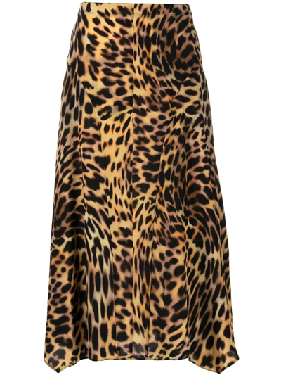 Stella Mccartney Naya Cheetah-print Midi Skirt In Tortoise