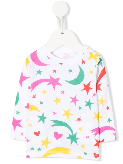 Stella Mccartney Babies' Shooting-star Long-sleeve T-shirt In White