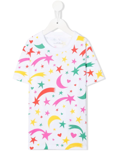 Stella Mccartney Kids' Shooting-star Cotton T-shirt In White