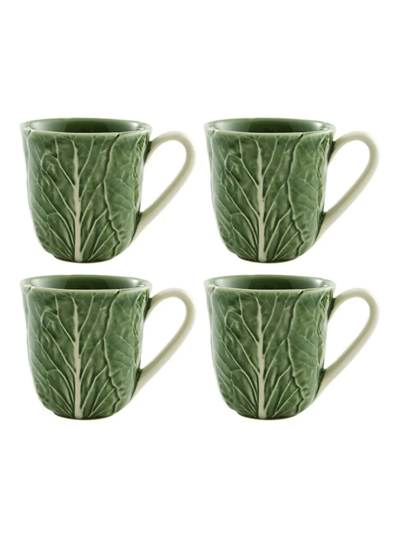 Bordallo Pinheiro Cabbage 4-piece Mug Set In Green