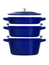 Staub Cast Iron 4-pc. Stackable Pot Set In Blue