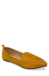 Chase & Chloe Pointy Toe Loafer In Yellow Suede