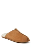 Dearfoams Suede Faux Fur Lined Scuff Slipper In Chestnut