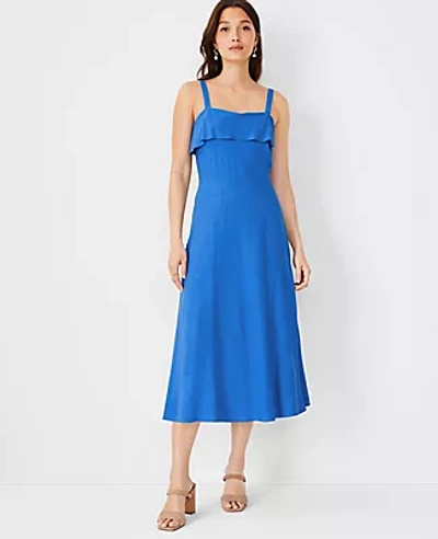 Ann Taylor Tall Midi Flare Dress In Nile Blue