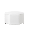NICOLE MILLER FIORELLA UPHOLSTERED OCTAGON COCKTAIL OTTOMAN WITH NAILHEAD TRIM