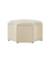 NICOLE MILLER FIORELLA UPHOLSTERED OCTAGON COCKTAIL OTTOMAN WITH NAILHEAD TRIM