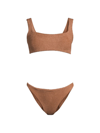Hunza G Xandra Metallic Cocoa Two-piece Bikini In Metallic Cocoa