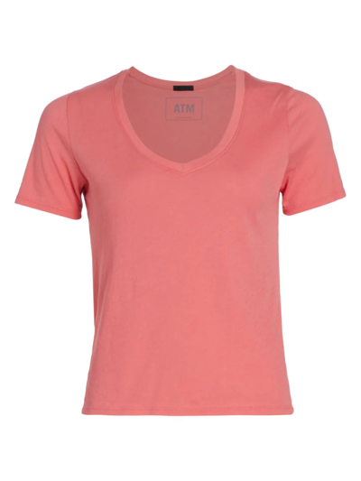 Atm Anthony Thomas Melillo V-neck Cotton Jersey T-shirt In French Rose