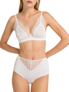 Hanro Lace-trim Cotton Wire-free Soft Cup Bra In Powder