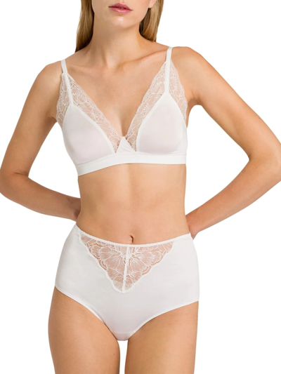 Hanro Lace-trim Cotton Wire-free Soft Cup Bra In Off White