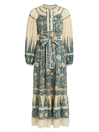 Ulla Johnson Kemala Belted Printed Cotton-blend Voile Maxi Dress In Lanai