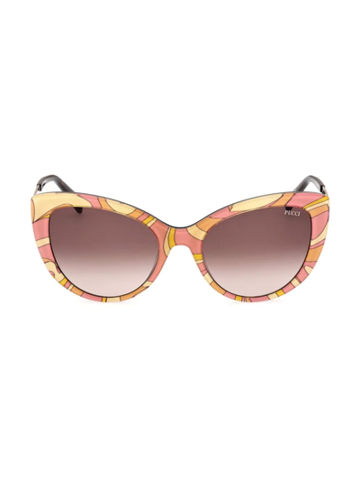 Emilio Pucci 56mm Cat Eye Sunglasses In Rose Gold
