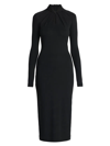 Giorgio Armani Twisted-neck Jersey Midi-dress In Black