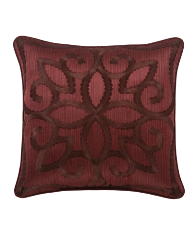 Five Queens Court Chianti Embelleshed Decorative Pillow, 18" X 18" In Red
