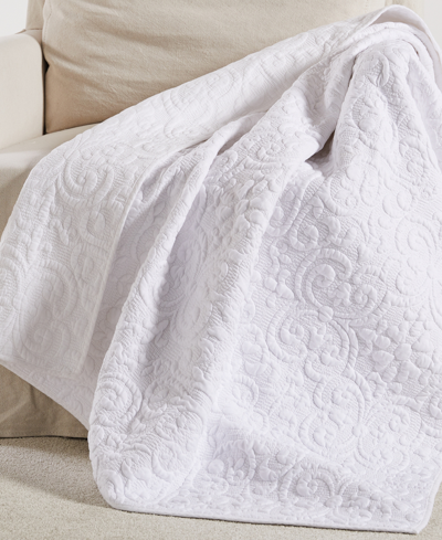 Levtex Sherbourne Scroll Stitch Quilted Throw, 50" X 60" In White