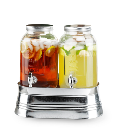 Style Setter Classic Farmhouse 1 Gallon Beverage Dispenser, Set Of 3 In Clear