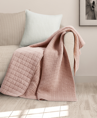 Levtex Mills Waffle Stitched Quilted Throw, 60" X 50" In Blush