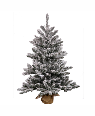 Vickerman 36 Inch Flocked Anoka Pine Artificial Christmas Tree With 100 Clear Lights