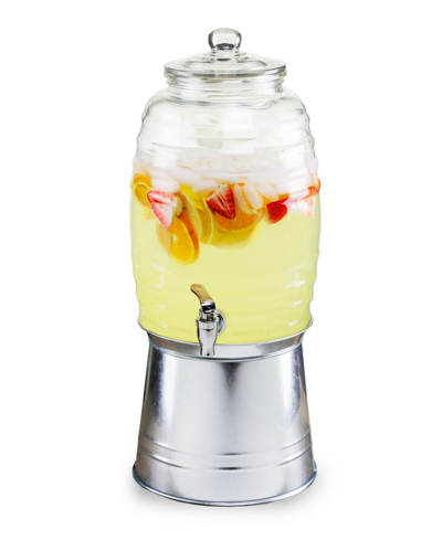 Style Setter Oak Grove 2.5 Gallon Dispenser With Glass Lid And Galvanized Base In Clear