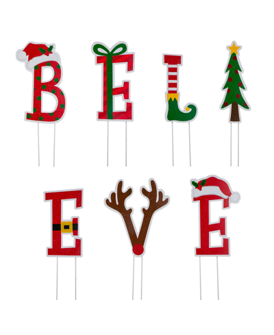 Glitzhome Believe Yard Stake Or Wall Decor, Set Of 7 In Multi