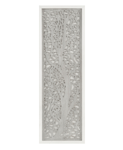 Madison Park Laurel Branches Carved Wood Panel Wall Decor In Gray,white
