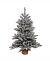 VICKERMAN 42 INCH FLOCKED ANOKA PINE ARTIFICIAL CHRISTMAS TREE WITH 150 WARM WHITE LED LIGHTS