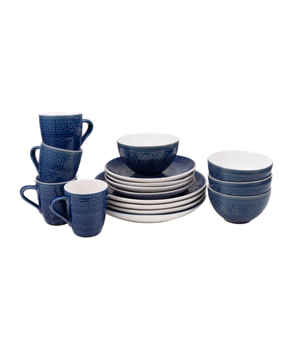 Euro Ceramica Fez Dinnerware Set, 16 Piece In Cobalt Blue