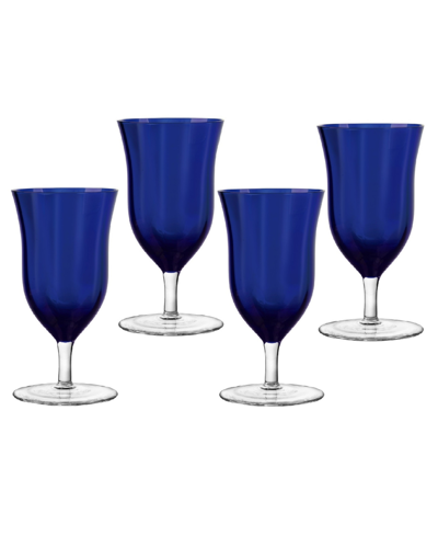 Qualia Glass Meridian Iced Tea Glasses, Set Of 4 In Blue