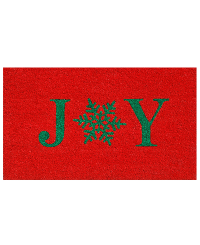 Home & More Snowflake Joy 17" X 29" Coir/vinyl Doormat Bedding In Red/green