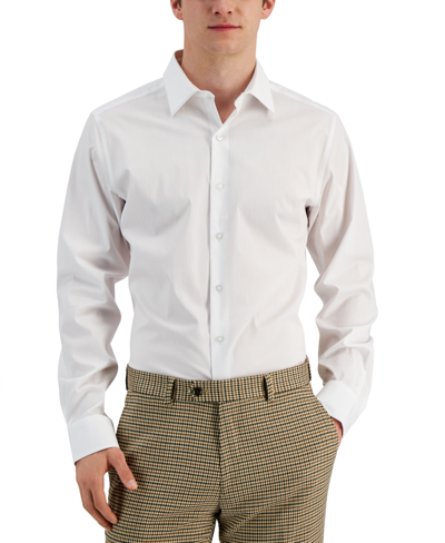 Alfani Men's Slim Fit 2-way Stretch Stain Resistant Dress Shirt, Created For Macy's In White
