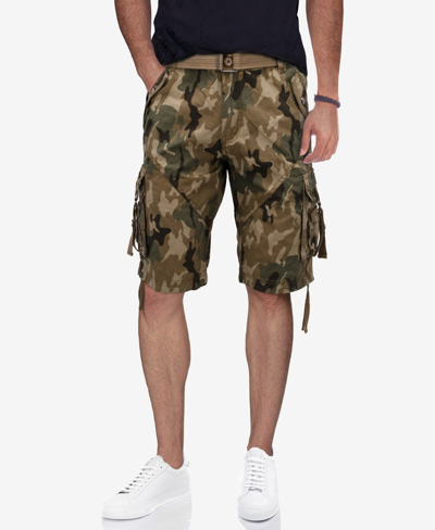 X-ray Men's Belted Twill Tape Detail Cargo Short In Desert Cam