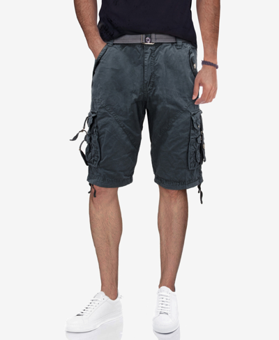 X-ray Men's Belted Twill Tape Detail Cargo Short In Steel