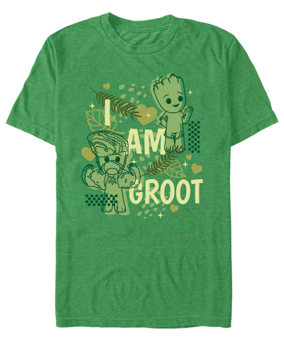 Fifth Sun Men's Marvel Film I Am Groot Cutesy Groot Short Sleeve T-shirt In Kelly Heather