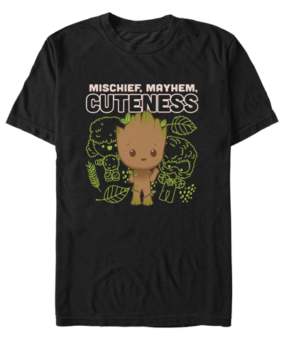 Fifth Sun Men's Marvel Film I Am Groot Cute Groot Linework Short Sleeve T-shirt In Black