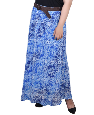 Ny Collection Plus Size Chiffon Maxi Skirt In Blue