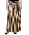 Ny Collection Plus Size Maxi Length Skirt In Golden Black Cube