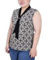 Ny Collection Plus Size Sleeveless Scarf Top In Doeskin Ivory