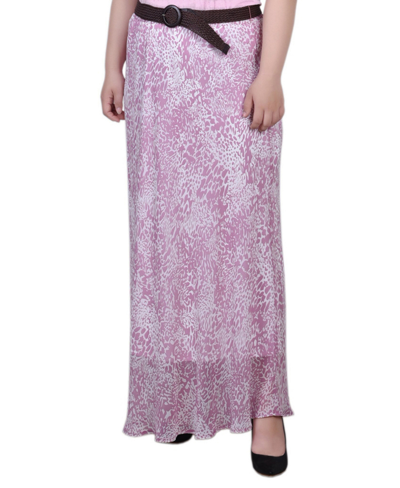 Ny Collection Plus Size Chiffon Maxi Skirt In Lilas Ivory