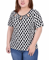 Ny Collection Plus Size Short Sleeve With Ring Details Top In Circles And Diamonds