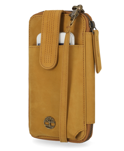 Timberland Rfid Leather Phone Crossbody Wallet Bag In Wheat