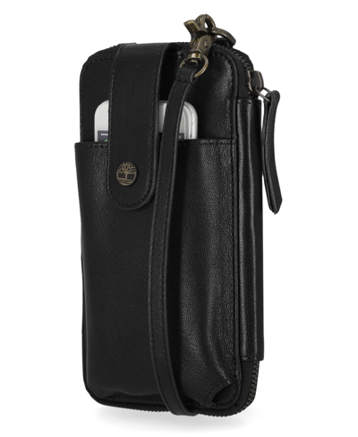 Timberland Rfid Leather Phone Crossbody Wallet Bag In Black