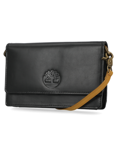 Timberland Women's Rfid Leather Crossbody Bag Wallet Purse In Black