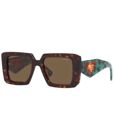 Prada Low Bridge Square Women's Sunglasses, Pr 23ysf In Marrone/marrone