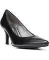 Lifestride Parigi Round Toe Slim Heel Pump In Black Faux Leather