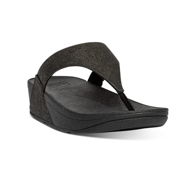 Fitflop Lulu Glitter Flip Flop In Black Glitter Faux Leather