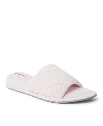 Dearfoams Womens Beatrice Quilted Microfiber Terry Slide Slipper In Pink